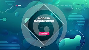 Teal Liquid color background design for Landing page site with daimond shape. Fluid gradient shapes composition photo