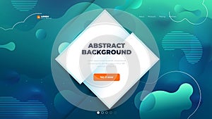 Teal Liquid color background design for Landing page site with daimond shape. Fluid gradient shapes composition photo