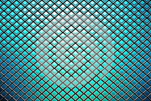 Teal metal grid background texture