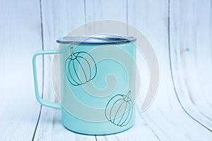 Teal Metal Pumpkin Coffee or Tea Mug