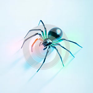 Teal Metallic Spider 3D Render Closeup Studio Shot Halloween Insect Model photo