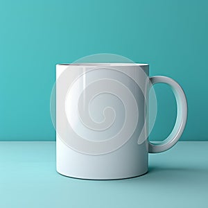 Teal Mug Mockup On Turquoise Background - Vray Tracing Style