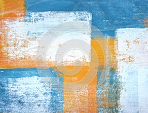 Teal and Orange Abstract Art Painting photo