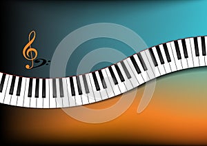 Teal and Orange Background Curved Piano Keyboard