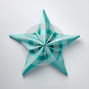 Teal Origami Star: A Tranquil Still Life In Luxurious Fabrics