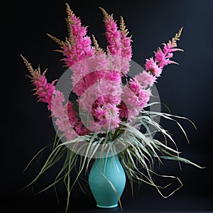 Teal And Pink Liatris Arrangement: A Stunning 3d Floral Display