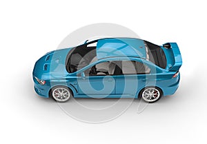 Teal Powerful Modern Car on White Background