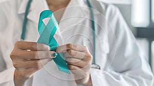 The teal ribbon with doctor.AI generated image