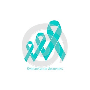 Teal Ribbon Ovarian Cancer flat design