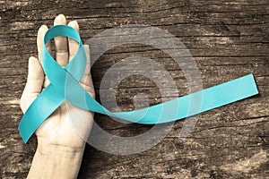 Teal ribbon for raising awareness on Cervical Cancer