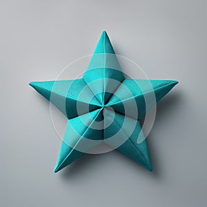 Teal Star Origami Minimalist 3d Render Illustration