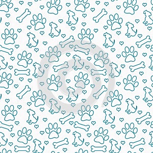 Teal and White Doggy Tile Pattern Repeat Background