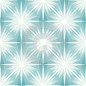 Teal and White Geometric Starburst Seamless Pattern