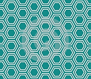 Teal and White Hexagon Tiles Pattern Repeat Background