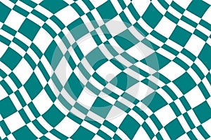 Teal and white wavy tartan plaid fabric pattern.