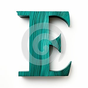Teal Wood Letter E: Layered Textural Surfaces And Optical Illusions