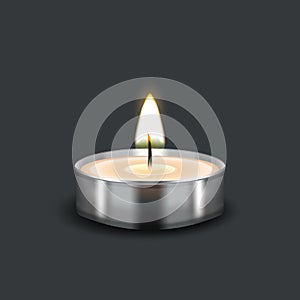 Tealight burning realistic candle