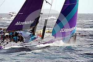 Team Akzonobel in race after leave the port of Alicante.