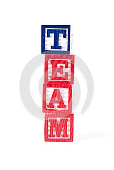 Team - Alphabet Baby Blocks on white