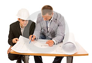 Team of architects working on a plan