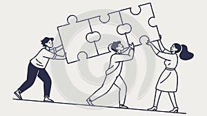 Team Assembling Puzzle Pieces Collaboration Vector, vector design Generative AI