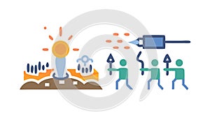 Team Brainstorming for Innovation: Idea Generation Strategy Vector, vector design Generative AI