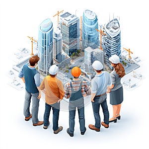 Team of Builders Planning Modern City Construction