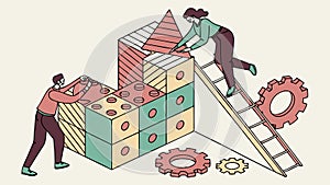 Team Building Blocks, Collaboration and Constructive Development, vector design Generative AI