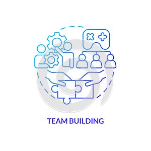 Team building blue gradient concept icon