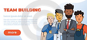 Team Building Design Poster. Vector Illustration.