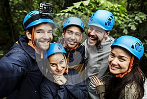 Team building outdoor in the forest