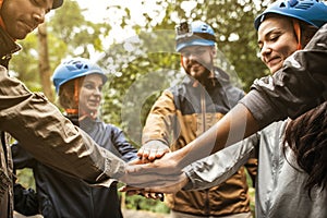 Team building outdoor in the forest