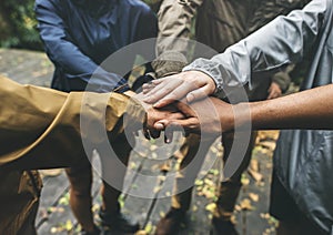 Team building outdoor in the forest