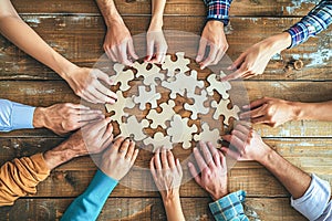 Team-building outings or events, many hands clasped together