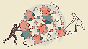 Team Building Puzzle Solution, Collaborative Problem Solving, vector design Generative AI