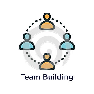 Team Building, Teamwork, & Connectivity Icon with Stick Figures