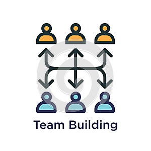 Team Building, Teamwork, & Connectivity Icon with Stick Figures