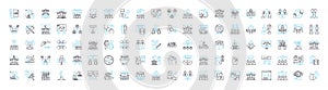 Team building vector line icons set. Collaborate, Networking, Engage, Unify, Interaction, Connect, Solidify illustration