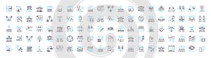 Team building vector line icons set. Collaborate, Networking, Engage, Unify, Interaction, Connect, Solidify illustration photo