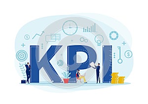 Team business analyst Kpi organization with key performance indicator word lettering typography vector illustrator
