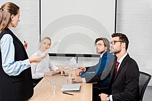 team of business partners having meeting