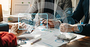 Team business using chatbot in computer and tablet smart intelligence Ai.Chat GPT Chat with AI Artificial Intelligence, developed