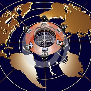 Team of businessmans in global network