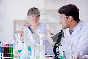 The team of chemists working in the lab