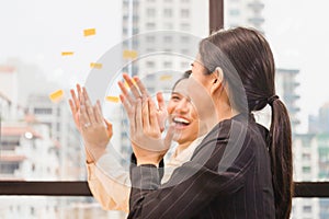 Team clapping hands of consent at group presentation, Business people team clapping hands of consent at group presentation