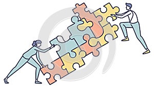 Team Climbing Puzzle: Collaboration & Problem-Solving, vector design Generative AI