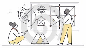 Team Collaborating on Geometric Design, Creative Problem-Solving, vector design Generative AI