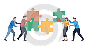 Team Collaborating on Jigsaw Puzzle Ã¢â¬' Problem Solving, vector design Generative AI