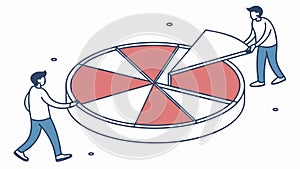 Team Collaborating on Pie Chart, Data Analysis Vector Design Generative AI