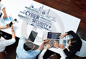 Team Collaboration on Cyber Security Strategies and Solutions in a Modern Office Setting with Data Visualization and